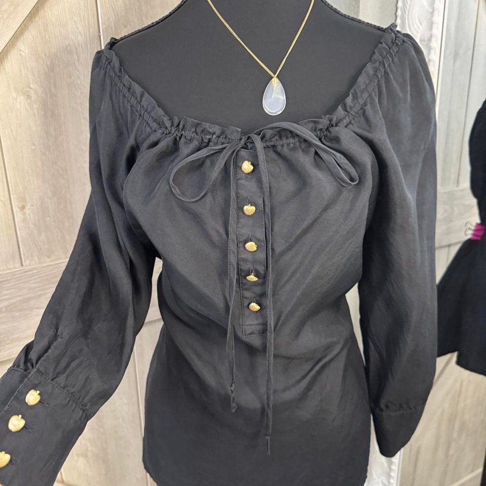 Romantic Cottagecore Off-The-Shoulder Peasant Blouse 🖤 - Medium